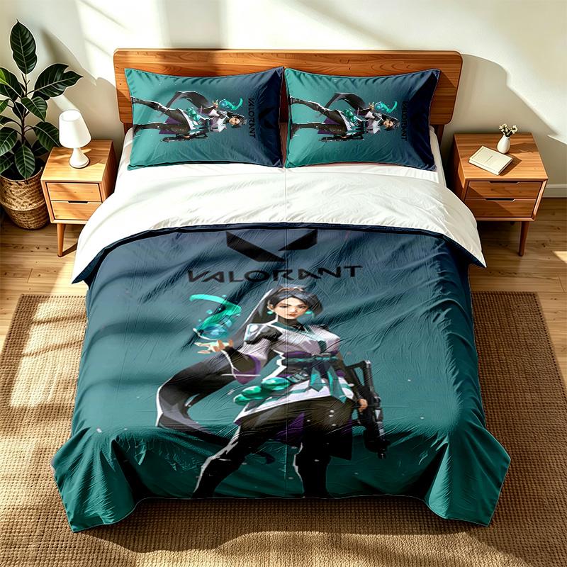 VALORANT (23) Juego de 3 piezas adecuado para dormitorios principales suave y cómodo un regalo ideal para familiares y amigos Incluye una funda nórdica y dos fundas de almohada