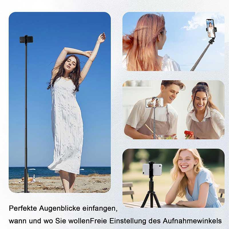 Bluetooth Selfie Stick Tripod: Anti-Shake, Automatic Retractable, Portable Remote Control Phone Holder for Travel.