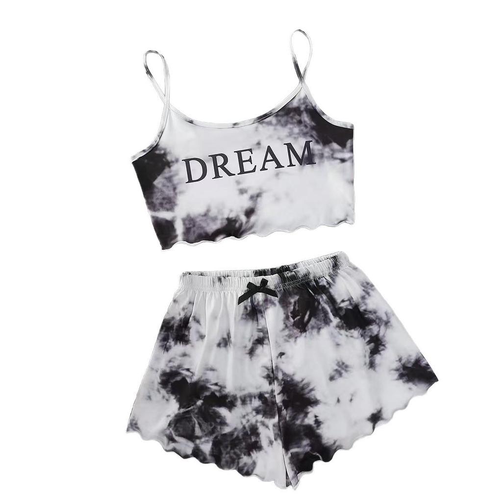European & American Tie-Dye Camisole Top and Shorts Set – Summer Style