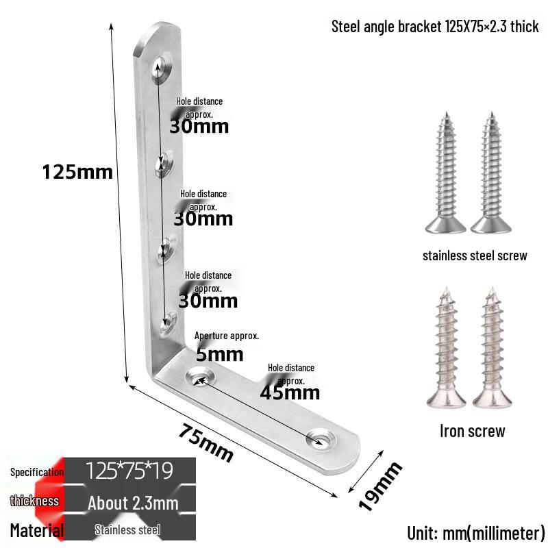 Thickened Stainless Steel 90° Right Angle L-Shaped Corner Bracket Shelf Support