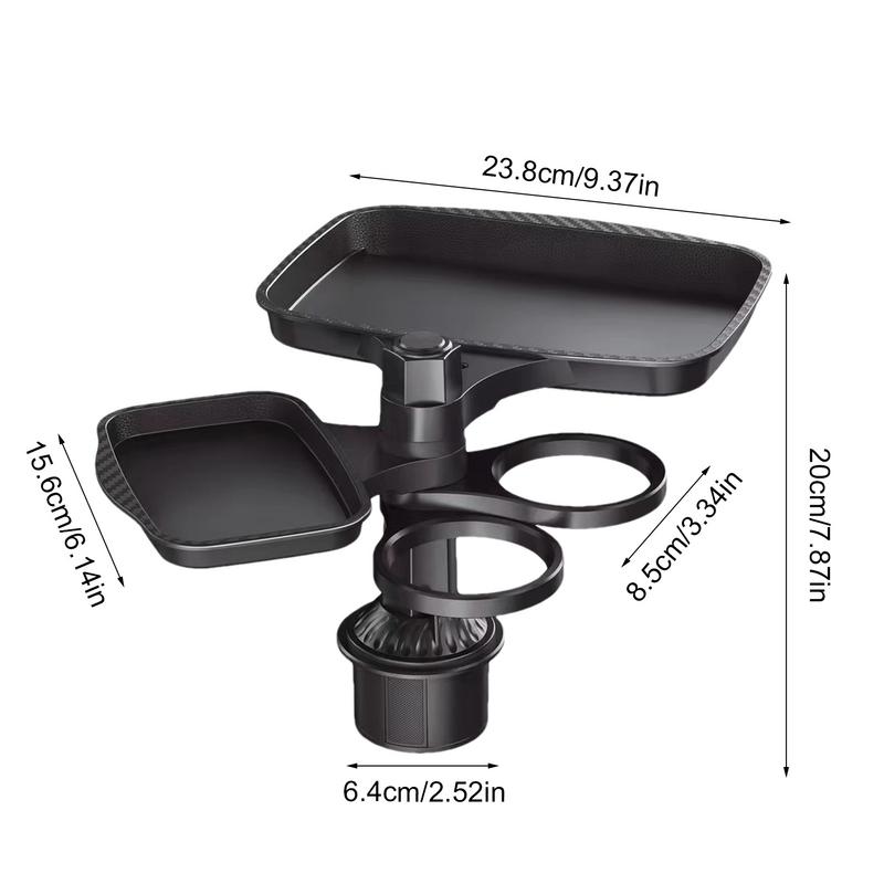 Car Cup Holder Tray 4-in-1 Car Swivel Tray Adjustable Travel Food Table Tray Multifunctional Car Holder Expander 360-degree