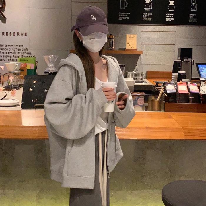 

Жіноче темно-синє худі оверсайз на блискавці - Кардиган на весну/осінь XL