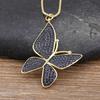 A zircon lucky butterfly pendant necklace for women crystal inlaid shiny temperament jewelry party gift