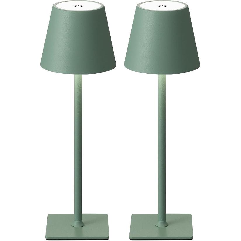KDG 2 Pack Cordless Black Table Lamps, Rechargeable Portable LED Desk Lamps | 5000mAh Battery Operated 3 Color Stepless Dimming Up for Restaurant,