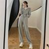 Chic Early Autumn Women's Hooded Sweatshirt and Pants Set #867: Trendy Casual Sportswear Two-Piece Suit