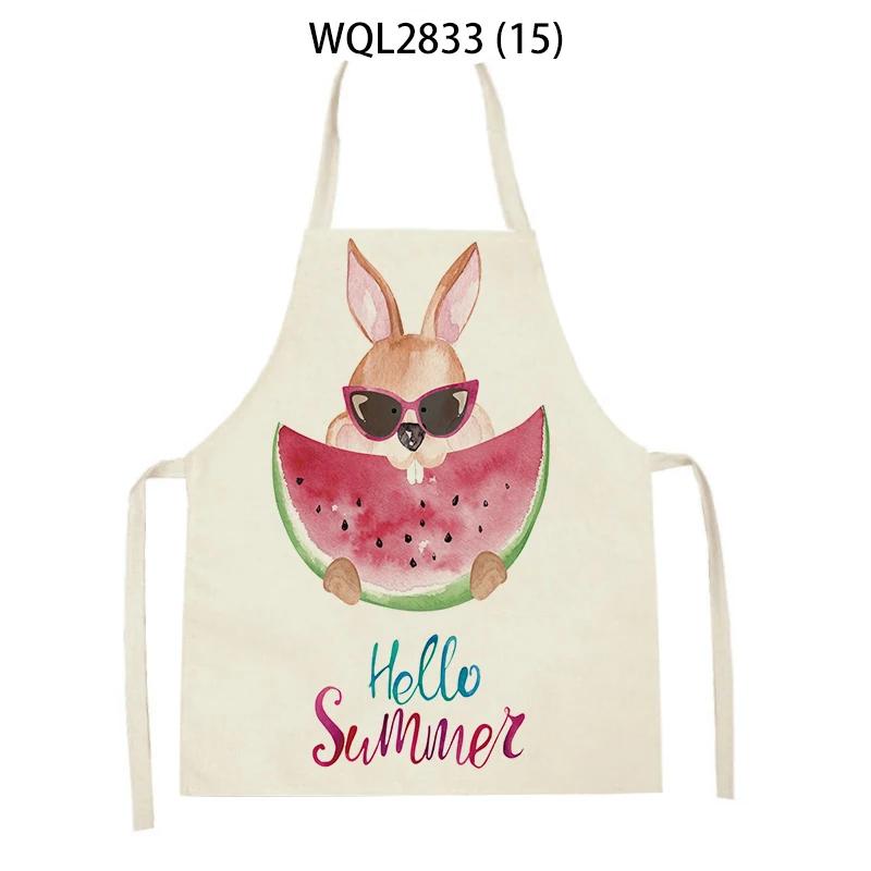 Animal Printed Kitchen Aprons Women Men Dinner Party Cooking Waist Bib Fox Cattle Bear Pattern Baking Pinafore Cleaning Apron