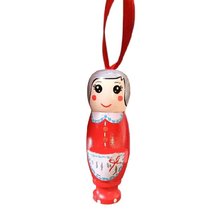 Santa Figure Decoration Christmas Tree Hanging Pendant Hand Painted Wood Adorment Elegant Holiday Season Ornament