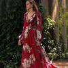 Winter, Europe And The United States New Women'S V-Neck Long-Sleeved Printed Pendulum Dress