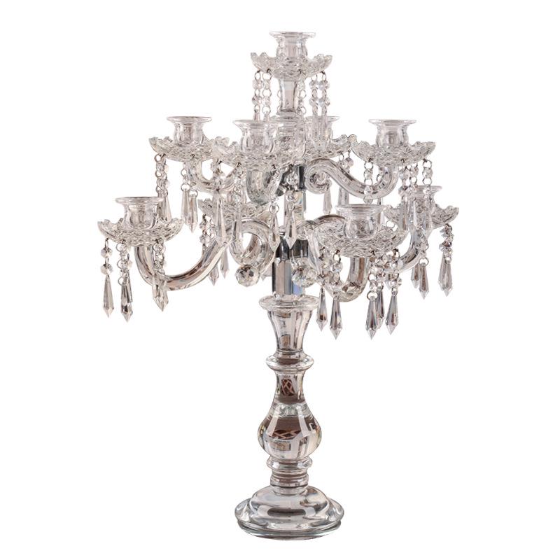 Sfeșnic din Cristal European - Design cu Nouă Brațe pentru Nunti, Zile de Naștere și Decor Hotelier.