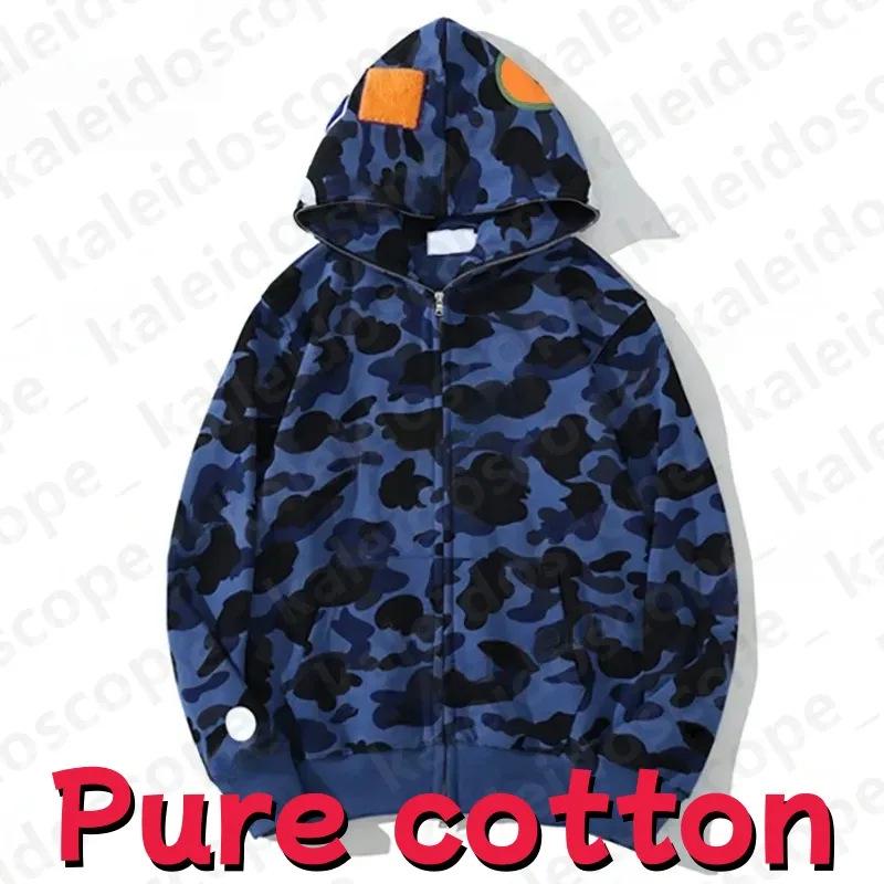 In-Stock Luminous Shark Head Camouflage Double Hood Sweatshirt - Unisex Fleece-Lined Autumn/Winter Outerwear