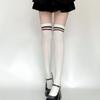 Women's College Style Over-the-Knee Cable Knit Socks with Stripes