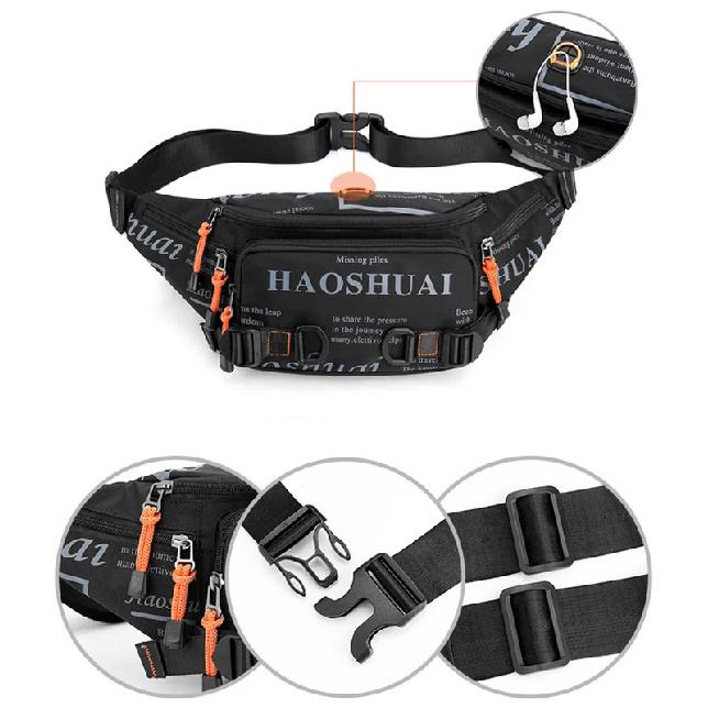 Marsupio da Uomo Cintura Borsa da Corsa Nylon Impermeabile Multiuso Viaggio Sport Maschile Monospalla Petto Marsupio Hip Bag
