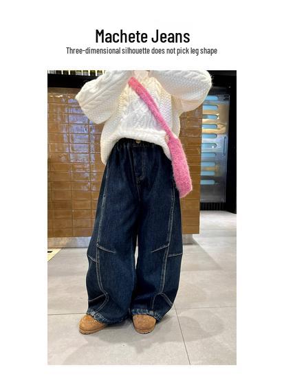 YOJIA 2025 Winter Fleece-Lined Girls' Thick Jeans