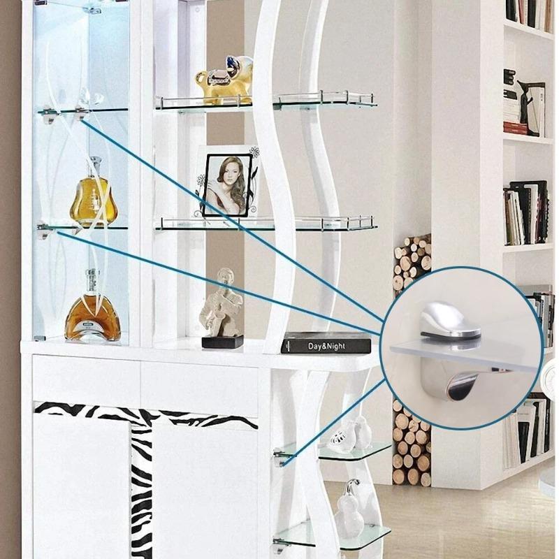 2pcs Zinc Alloy Adjustable Wood/Glass Shelves Brackets Metal Wall Mount Floating Clamp Holder for 1-22mm Thickness Shelf Support