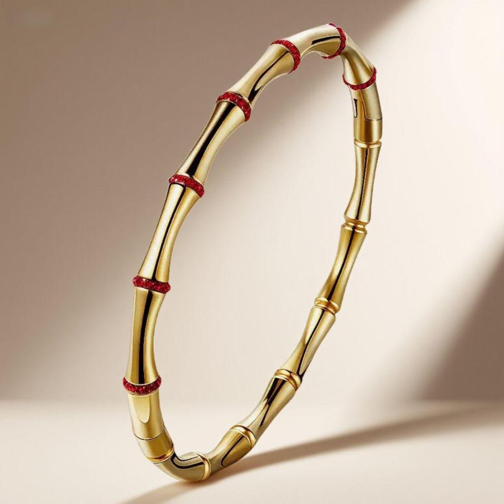 Retro Versatile Titanium Steel Open Bamboo Bangle Bracelet