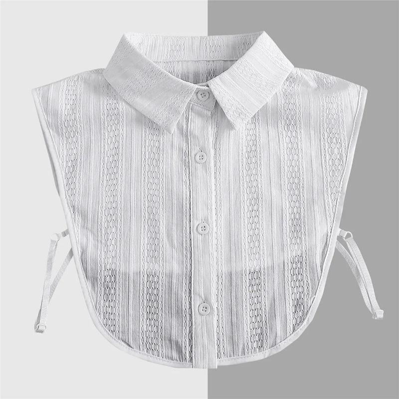 New Women White Lace Fake Collar Vintage Shirt Detachable Collar Front Tie Men Lapel Blouse Top Sweater Cotton False Collars