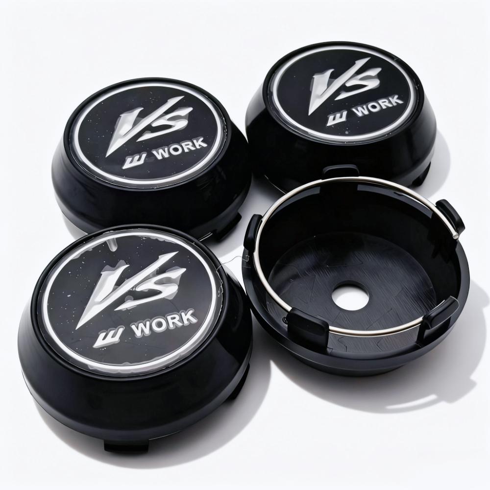 

4pcs VS W Work Logo Badge Emblem Car Wheel Center Caps 60MM 56MM Rim Hubcaps Dust Cover Wheels Hub High Cap Replace Accessories VS S Badge&4pcs High Caps