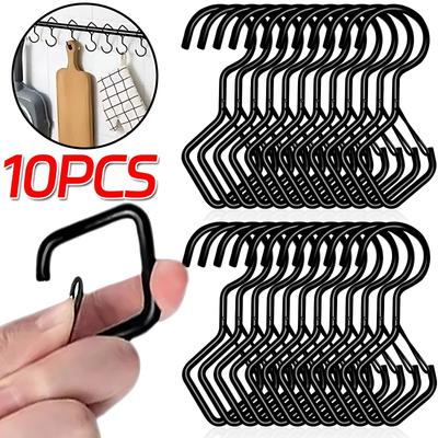 1/10pcs S-Shaped Hook with Buckle Windproof Garden Metal Hanging Clasp Kitchen Pot Rack Closet Rod Clothes Storage Hanger Hooks