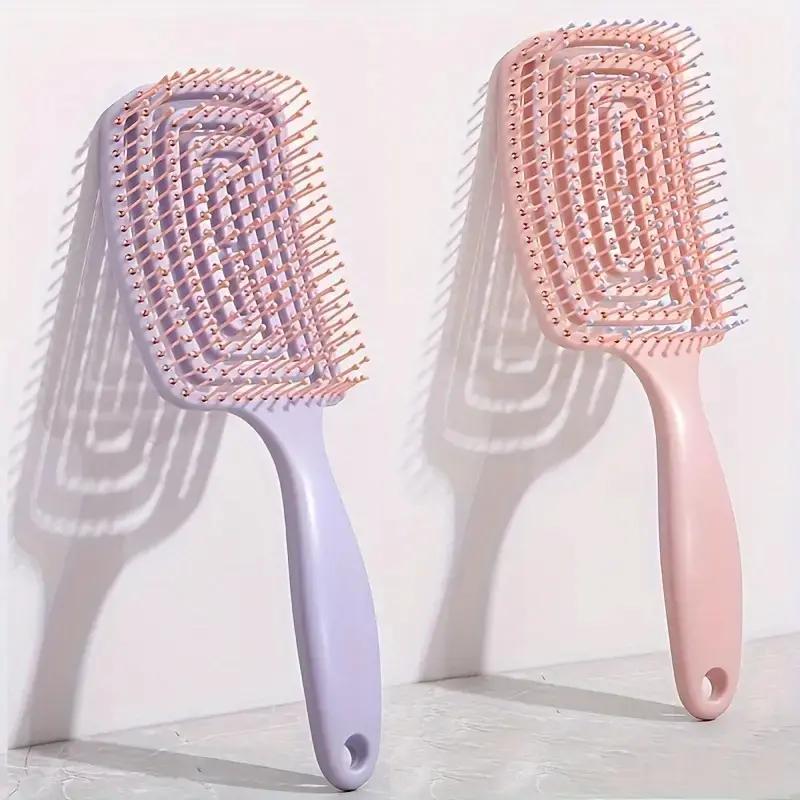 

Puffy High Crown Durable Hairdressing Comb Cleaning Styling and Massaging Functions, Cushion Flat Brush, Scalp Massage Brush. фіолетовий