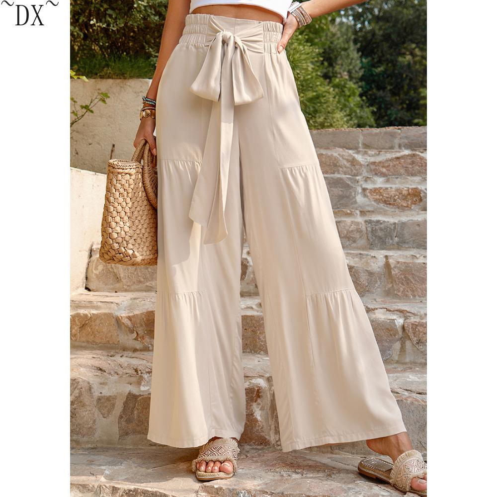 DX~~ Independent Station Casual Pants Women's Summer Loose Casual Wide Leg Solid Color Trousers