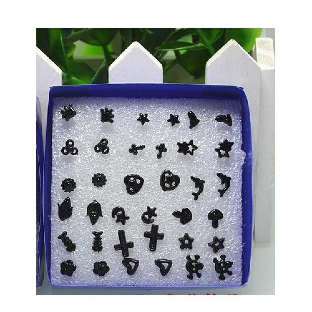 

18 пар шармов женские украшения серьги пластиковая коробка позолоченные/посеребренные серьги-гвоздики