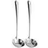 304 Stainless Steel Flat-Bottom Hot Pot Ladle with Extended Handle and Deep-Bottom Strainer Spoon