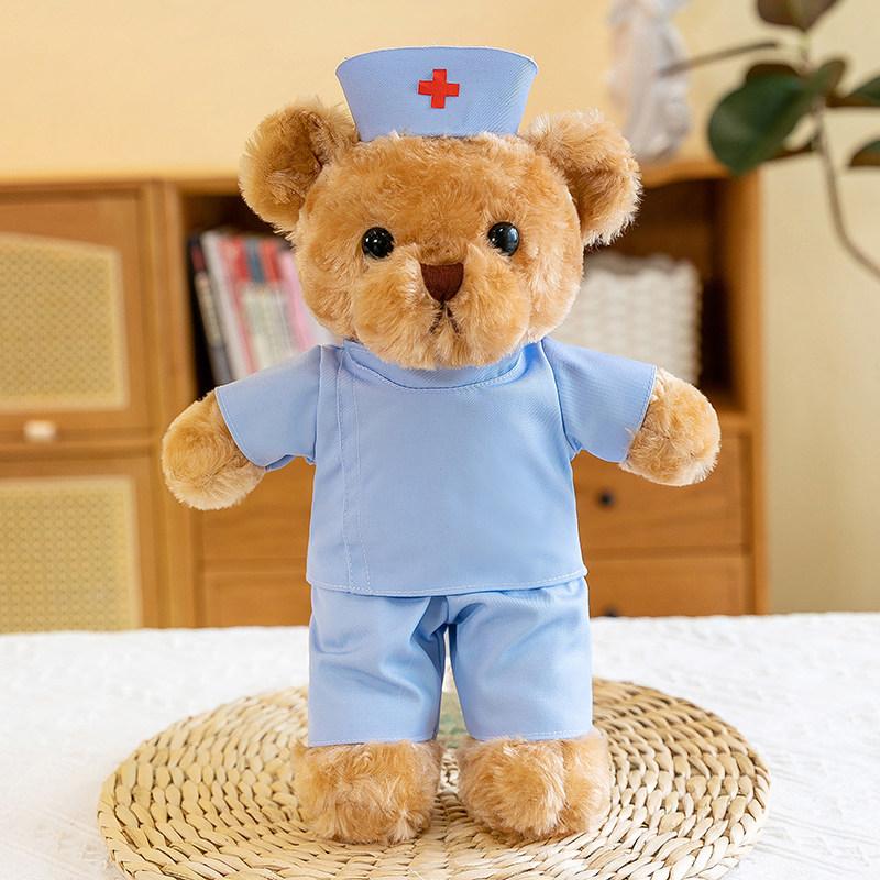 30cm Cute Soft Nurse Teddy Bear Plush Stuffed Doll Pink Uniform White Angel Nurse Little Bear Doll Doctor Little Bear Toy Gift