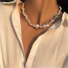 Elegante Collana Multi-strato di Perle Irregolari con Ciondolo a Cuore Choker per Ragazze Tendenza Gioielli Regali per Vacanze Matrimonio X0286