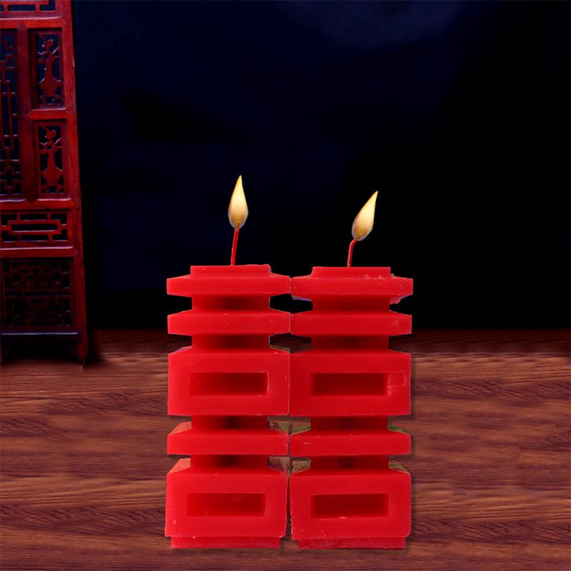 Double Happiness Wedding Candles: Smokeless Red Dragon and Phoenix Pair for Bridal Chamber