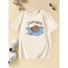 Summer and Spring Children's Swim Cap T-shirt with Capybara Print, Cartoon Short-sleeve Top