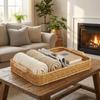 Rectangular Woven Storage Basket Shallow Bin Food Plate Snack Plate Handwoven Basket  Kitchen