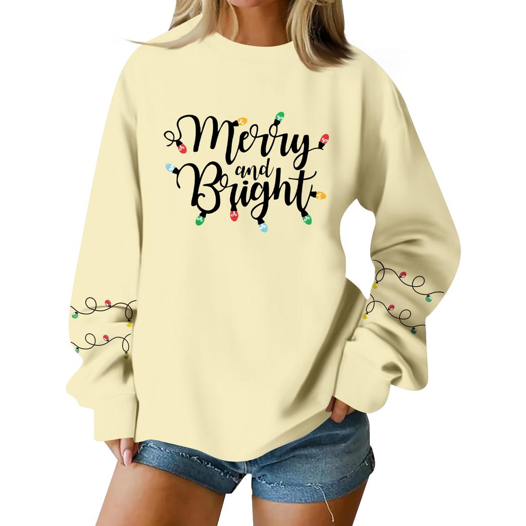 Women  Tops Women's Long Sleeve Sweatshirt Casual Crewneck Loose Fit Pollover Fleece Tops