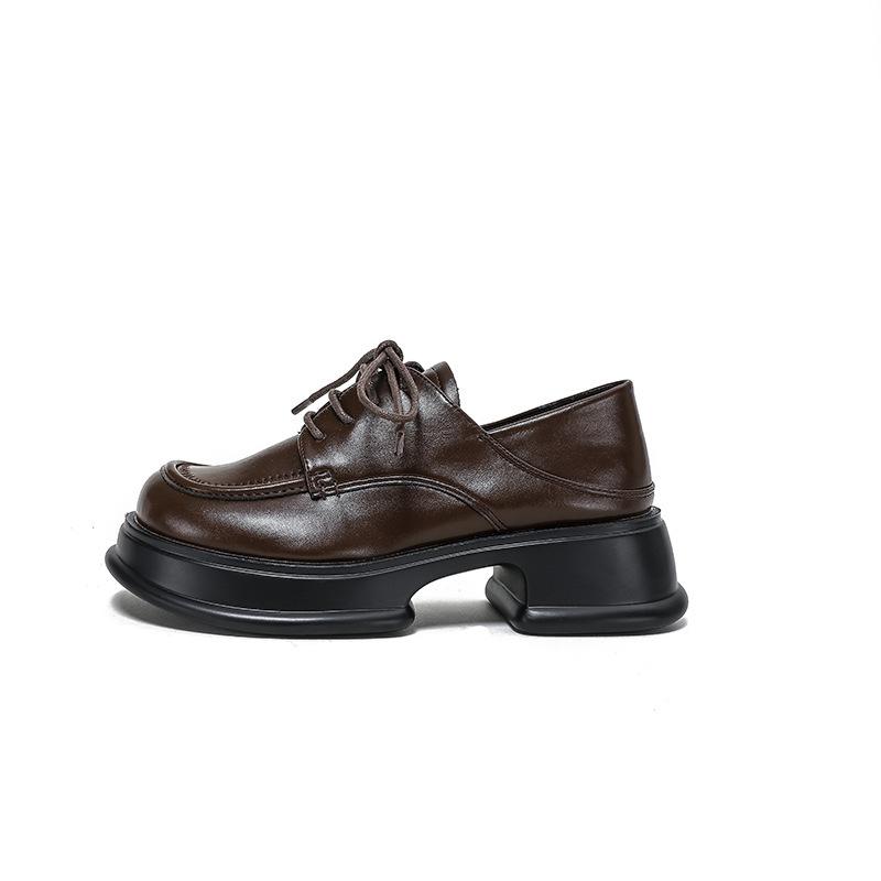 

Туфли Maasu однотонные однотонные туфли с круглым носком на шнуровке маленькие кожаные туфли универсальные 40