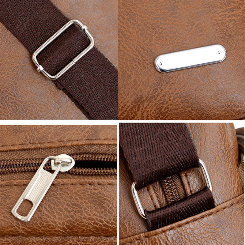 Men's Retro Crossbody Shoulder Bag Large Capacity Lightweight Business Messenger Bag for Travel Trip