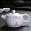 White Ceramic Kung Fu Tea Set with Bamboo Leaf Design