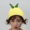 Novelty Warm Knitted Fruit Hat Soft Handmade Pineapple Beanie Stretchy Brimless Skiing Hat Winter Head Accessory