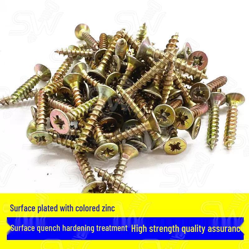 

Hardened Zinc Fiberboard Nails & High-Strength Flat Head Self-Tapping Wood & Drywall Screws M4, Phillips Assortment 3x10mm (100pcs)