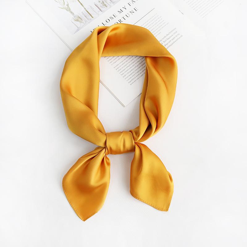 Solid Color 70 Small Square Scarf Silk Scarf Women'S Simple And Versatile Spring And Summer Professional Decoration Monochrome Small Scarf Scarf