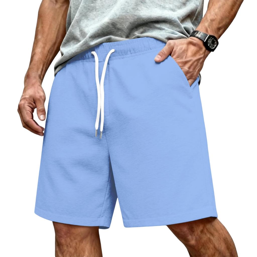 Pantaloncini da uomo basic con coulisse, vestibilità ampia, casual, sportivi, estivi, con elastico regolabile in vita e tasche laterali, per l'uso quotidiano