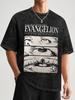 Neues Jahrhundert Evangelion EVA Anime Bedrucktes Vier Jahreszeiten Vintage Baumwolle Gewaschenes T-Shirt Harajuku Herren T-Shirt Trendiges Retro Grafik-T-Shirt