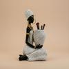 Artistic African Woman Bust with Open Bowl Resin Vase for Vanity Table Entryway