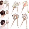 Women Elegant Wedding Gift Hair Pin Colorful Hairpin Rhinestone Hair Stick