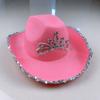 Cowgirl-Hut mit Kordelzug und Strasssteinen, Cowboy-Kostümzubehör, Westlicher Stil, Rosa Cowboy-Kappe für Kostümparty
