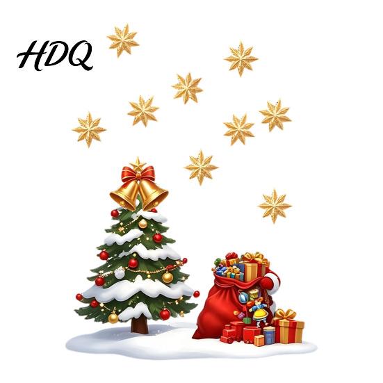 Winter Holiday Glass Decals Christmas Window Static Sticker Creative Snowman Tree Pattern PVC Decal Waterproof Decorative Film Reusable Festive Wall