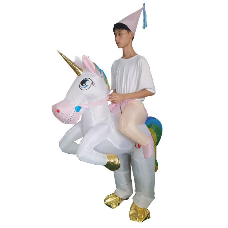 

Colorful Unicorn Inflatable Suit Riding Pegasus Cartoon Doll Costume Prop Festival Party Stage Performance Cosplay Clothing Children 120-150CM