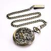 TREEWETO Mechanical Pocket Dragon Roman Bronze with Chain Hand-Winding Watch, Double-Sided Cover, Openwork, Numerals, Skeleton,
