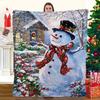 Christmas vintage snowman digital-printed polyester Bedroom velvet flannel cover blanket Fleece sofa cover blankets for beds