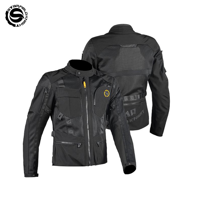 SFK Spring&Summer Men's Women Riding Equipment Clothing Mesh Breathable Black Motorcycle Jacket With CE Protective Accessories