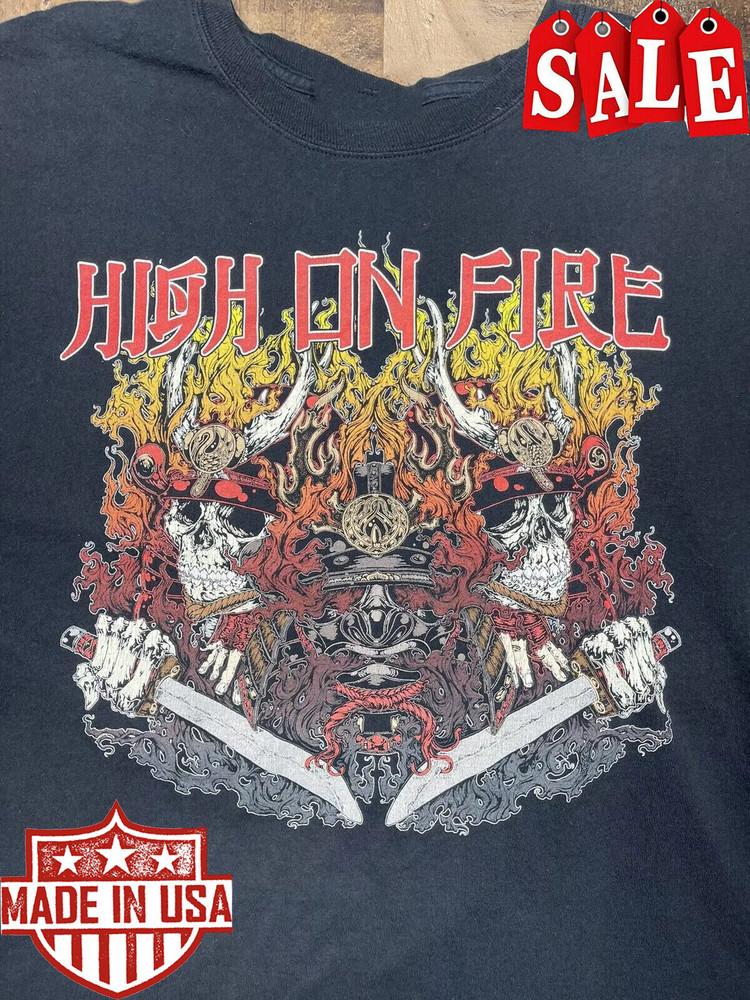 T-shirt VINTAGE HIGH ON FIRE per Uomo Donna Taglia S-5XL T-Shirt Unisex