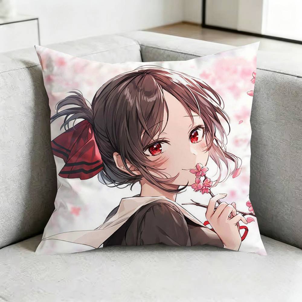 Kaguya Sama Love is WWar Pillow Case Square DoubleSided Sofa Cushion Cover Bedroom Bedside Pillow Gift